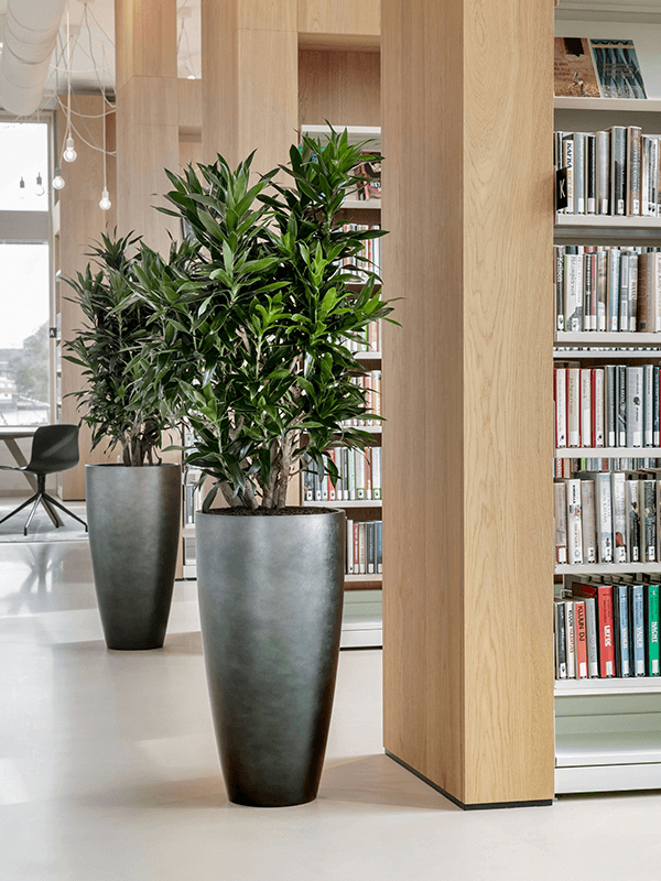 Plantenvaas Antraciet - Baq Metallic Silver leaf - Ø49cm x 90cm – Partner .
