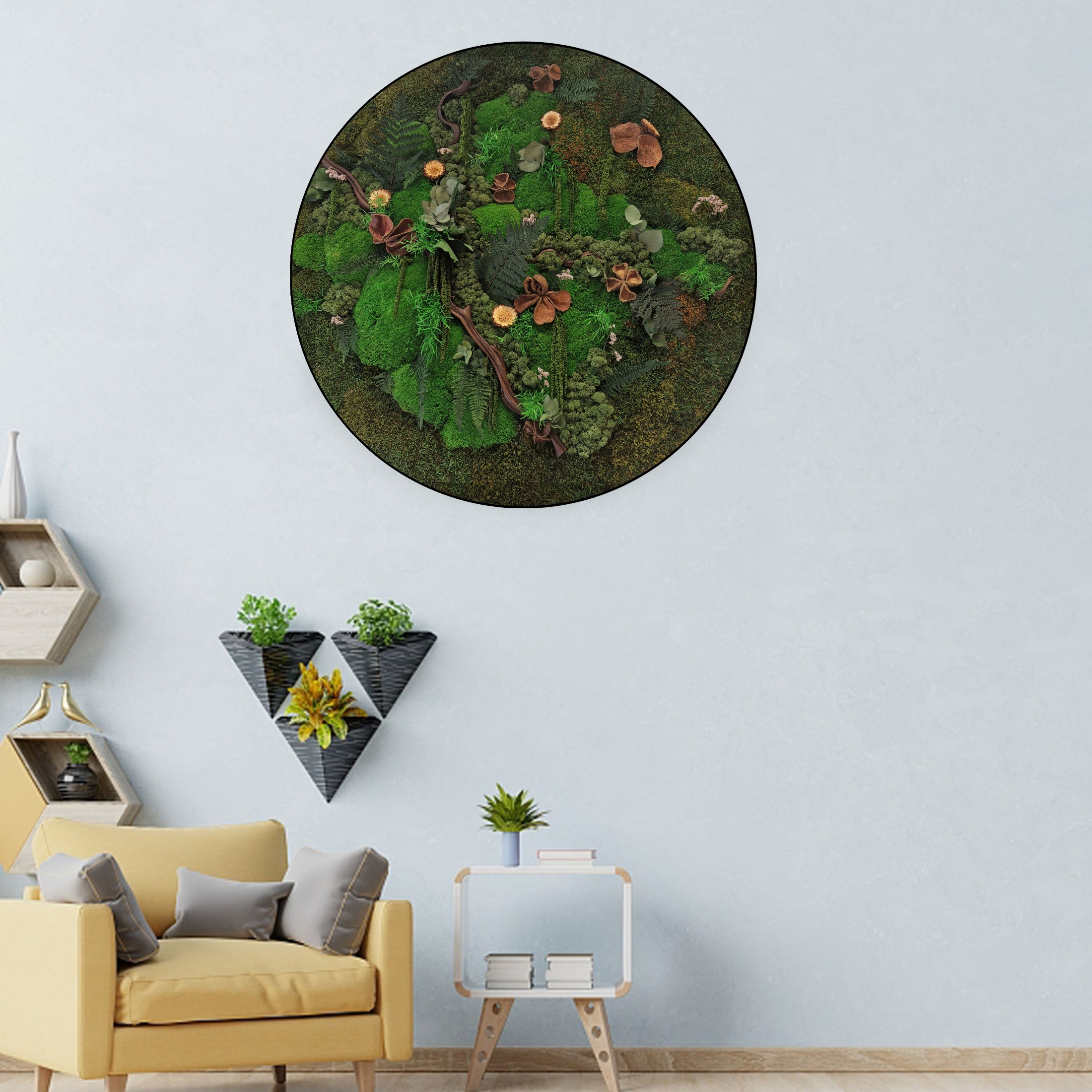 Jungle schilderij ø100cm – Rond – Butterfly Garden Jungle schilderij o100cm – Rond – Butterfly Garden