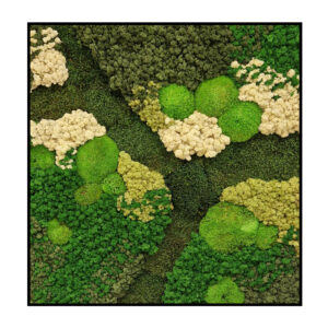 Mos Schilderij - Green and White - Vierkant