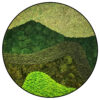 Rond Mos schilderij Green Waves 1