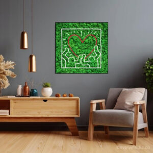 Mos schilderij Keith Haring Neon Love People 1