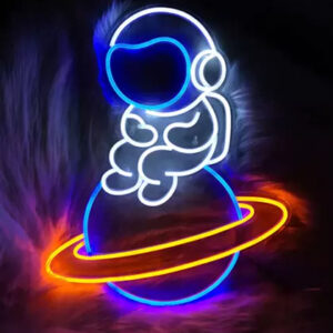 Mos schilderij Neon Astronaut Kids 4