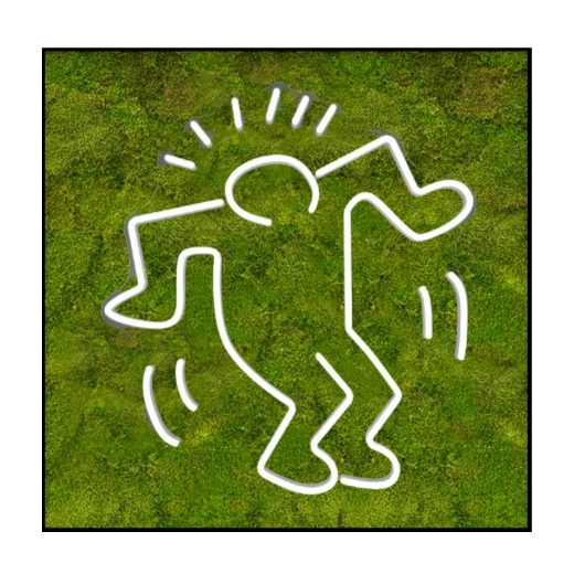 Mosschilderij Keith Haring - Dancing Man 4 Mosschilderij Keith Haring Neon Dancing Man 3