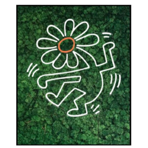 Mosschilderij Keith Haring Neon Flower Head 2