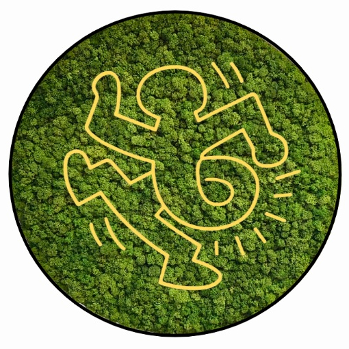 Mosschilderij Keith Haring - Twist 1 Mosschilderij Keith Haring Neon Twist 3