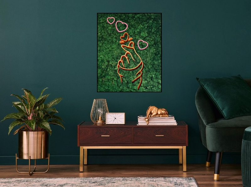 Mosschilderij Neon 16 Mosschilderij Met Neon Verlichting 9